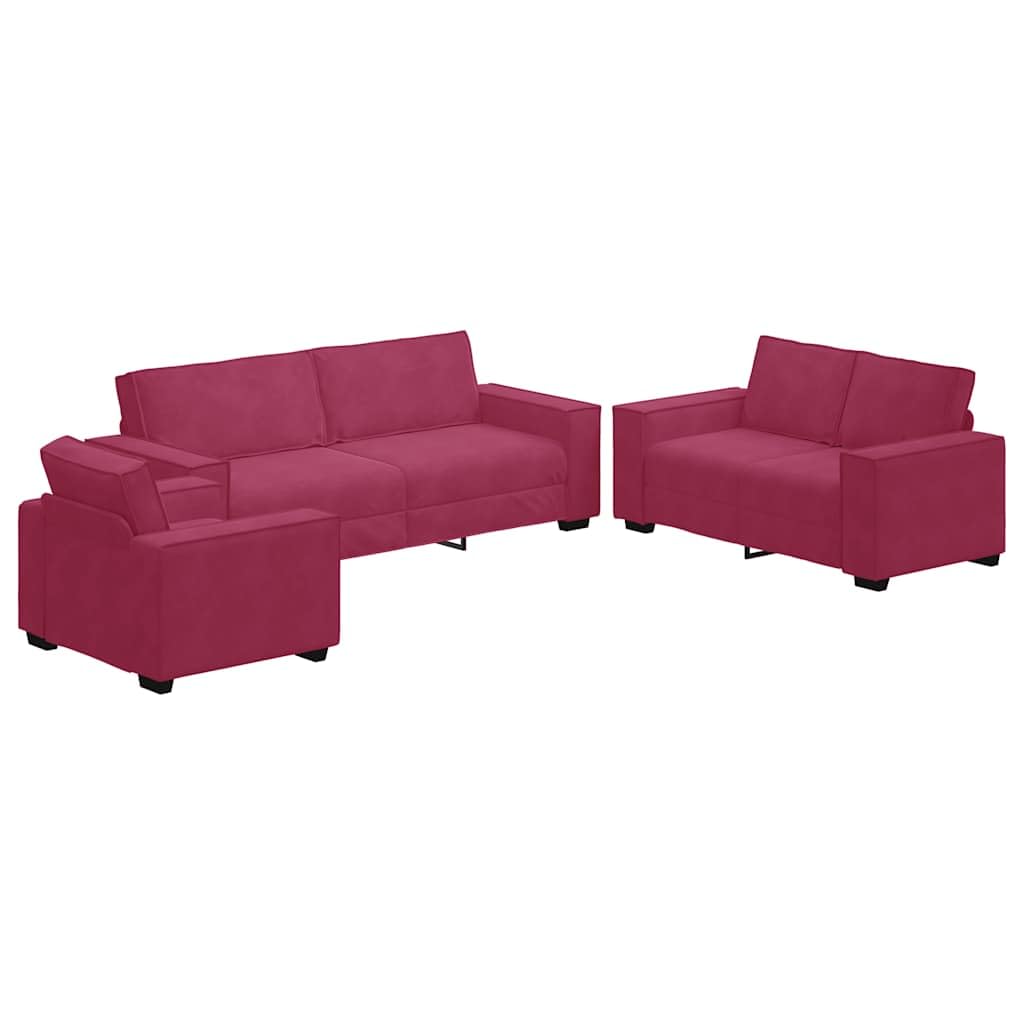 3-częściowy ciemnoszary aksamitny komplet mebli z poduszkami, wszechstronna sofa tapicerowana do salonu i biura, wytrzymała sofa z drewnianym metalowym stelażem, zestaw mebli z szerokimi
