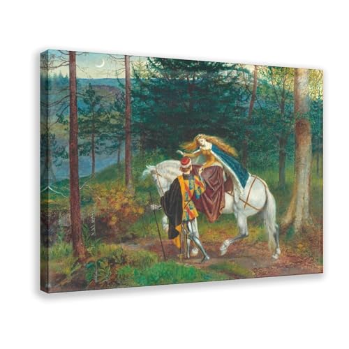 Impression sur toile La Belle Dame Sans Merci de Walter Crane - Décoration murale 20x30 cm
