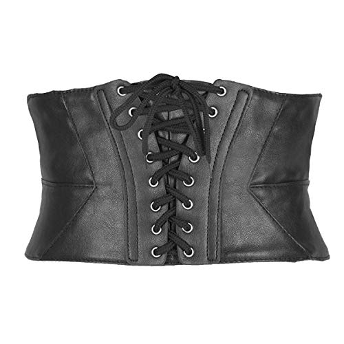 Elastic Corset Cinch Belt Wide Waist Laceup Cinch Belt Tied with Press Stud Botton