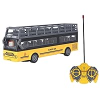 Gonetre Ferngesteuerter Bus Spielzeug Kinder Akku RC Schulbus Sightseeing Bus Vorwärts Rückwärts Links Rechts Abbiegen 4 Kanäle Türen zum Öffnen Elektronische Spielfahrzeuge (QH204 7