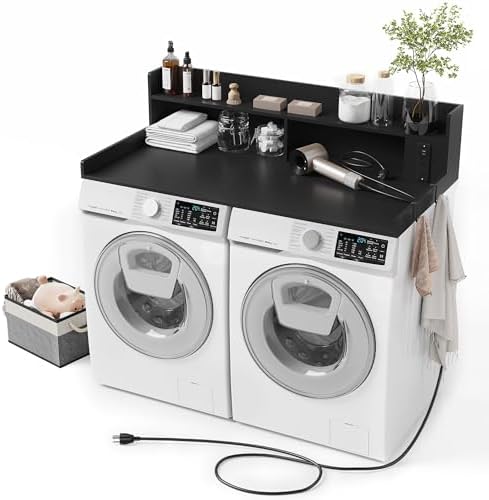 ZYKZYK Upgraded 2-Tier Washer and Dryer Countertop with Power Out...