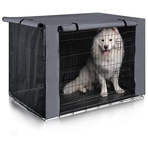 PINGKO Durable Dog Crate Cover-Water Resistant Breathing Lightweight 600D Polyester Fits for 36 42 48 Inches Wire Pet Kennel Covers (42 Inch) Cover