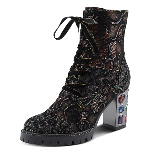 Spring Step L'Artiste Solay-Delsol Women's Combat Glam Bootie - Unique Blend, Sturdy Heel, All-Day Comfort