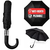 YALTRIX Paraguas Plegable Antiviento Hombres - Paraguas Negro Resistente al Viento, Paraguas Automático Portátil Compacto de Viaje, Revestimiento de Tela Duradera. (P-003)