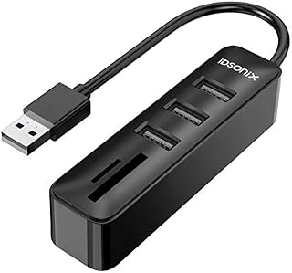 iDsonix USB Hub, 5 in 1 USB Data Hub with 3 USB ports and 2 SD&TF Card Reader Combo for Laptops, Tablets, PC, iMac, MacBook, Windows, Linux, SD, SDXC, TF cards, and More -15cm Black