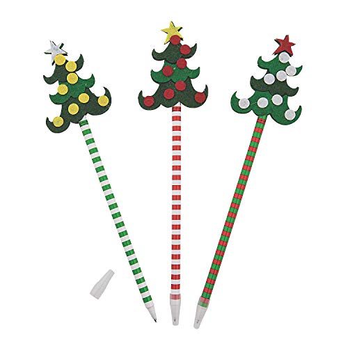 Fun Express - Christmas Tree Pens for Christmas - Stationery - Pens - Pens - Novelty - Christmas - 12 Pieces