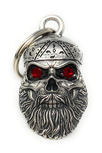 Old School Biker Diamond Skull Bell Motorcycle Biker Bell Accessory or Key Chain for Luck
