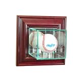 Perfect Cases MLB Wall Mounted Baseball Glass Display Case, Cherry