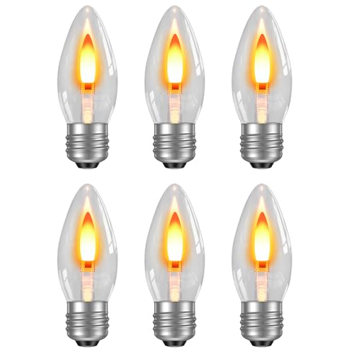 Hompavo LED Flame Light Bulbs - Realistic Flickering Fire Effect Bulb with Glass Shell, E26 Base for Christmas Halloween Home Indoor Outdoor Decor - 6 Pack