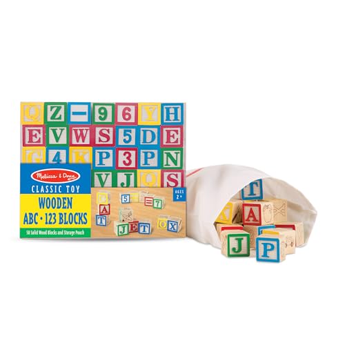 Melissa & Doug 1900 Deluxe Abc/123 1-Inch Blocks Set With Storage Pouch (50 Pcs) - Letters And Numbers/Abc Classic Wooden Blocks thumb #8