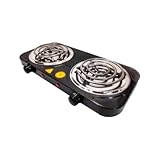 Fogareiro Elétrico Portátil 2 Bocas 2000W 127V – Fogão Cooktop de Mesa para Camping, Viagem e Uso Doméstico (Preto)