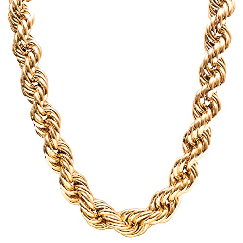 Hip Hop Rap Rapper Luxury Statement Heavy Gold Plated Thick Hollow Dookie 30MM 36Inch Length Long Luxury Twisted Rope Brass Necklace Chain