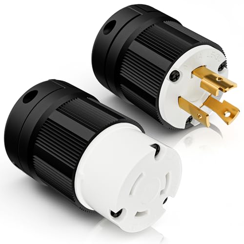 NEMA L5-30P Locking Plug and L5-30R Locking Connector, 3 Prong, 1 Set