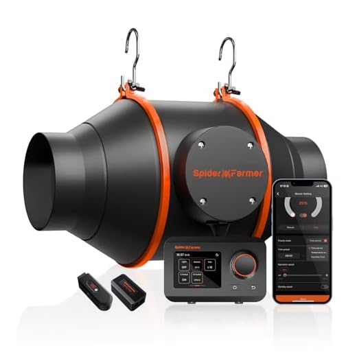Spider Farmer Inline Rohrventilator 100mm/4 Inch mit GGS Temp Feucht Controller, 350m³/h EC Motor, 27W Grow Lüfter Belüftung Abluftventilator für Growzelt, Growbox, Hydrokultur