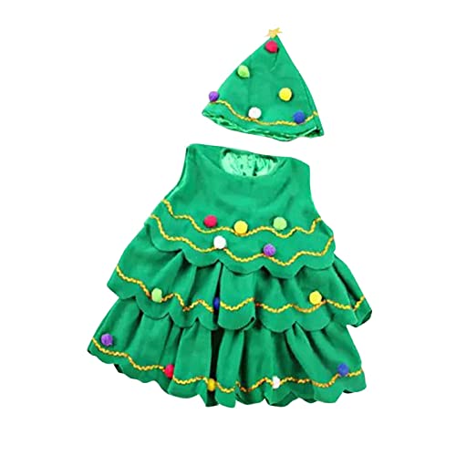 YIJU Adorável roupa de fantasia de natal vestido de árvore de natal com chapéu roupas de desempenho