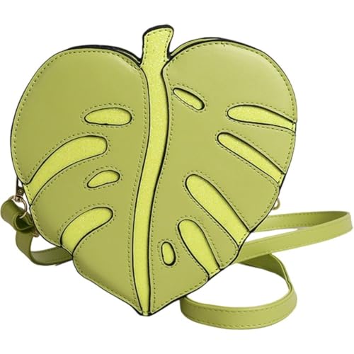 Pu Leather Crossbody Bag Women Leaf Shaped Shoulder Bag Purse Elegant Mini Handbag Messenger Bag for Outdoor Travel