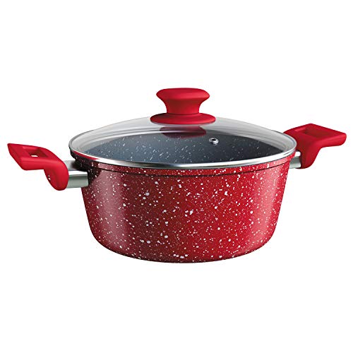 Caçarola 24 cm ColorStone de alumínio com antiaderente e tampa de vidro, Volcano, ALU8655-VO, Euro Home 1 4121NqVAuuL