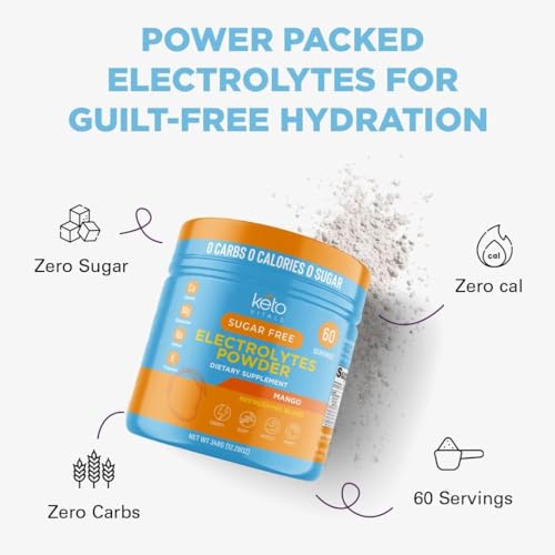 Image of Keto Vitals Electrolytes Powder | Keto-Friendly Electrolytes with Potassium, Magnesium, Sodium, Calcium | Keto Electrolytes Supplement Energy Drink Mix | Sugar-Free, Zero Calories, Zero Carbs