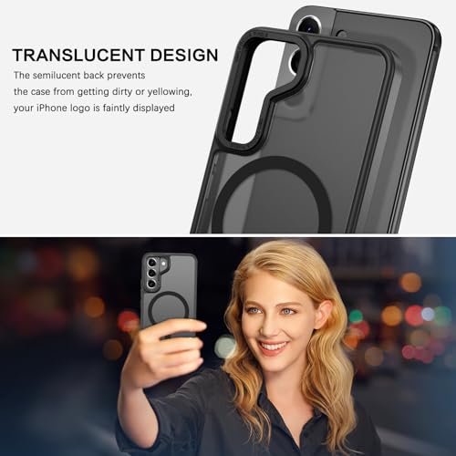 Image of BENTOBEN Samsung Galaxy S22 Case, Galaxy S22 Magnetic Case [Compatible with MagSafe] Translucent Matte Slim Shockproof Women Men Protective Case Cover, Black