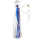 Saltwater Fishing Lures 6/9inch Trolling Lures for Marlin Mahi Tuna Dolphin Shark Big Game Deep Sea Fishing Baits Squid Skirts Rigged Hooks Ocean Gear Tackle
