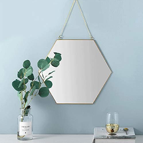 Dahey Gold Hexagon Mirror Wall Decor Small Decorative Mirror Hanging Mirrors for Wall Home Bathroom Bedroom Living Room, 11.81"X10.24", Small, Gold