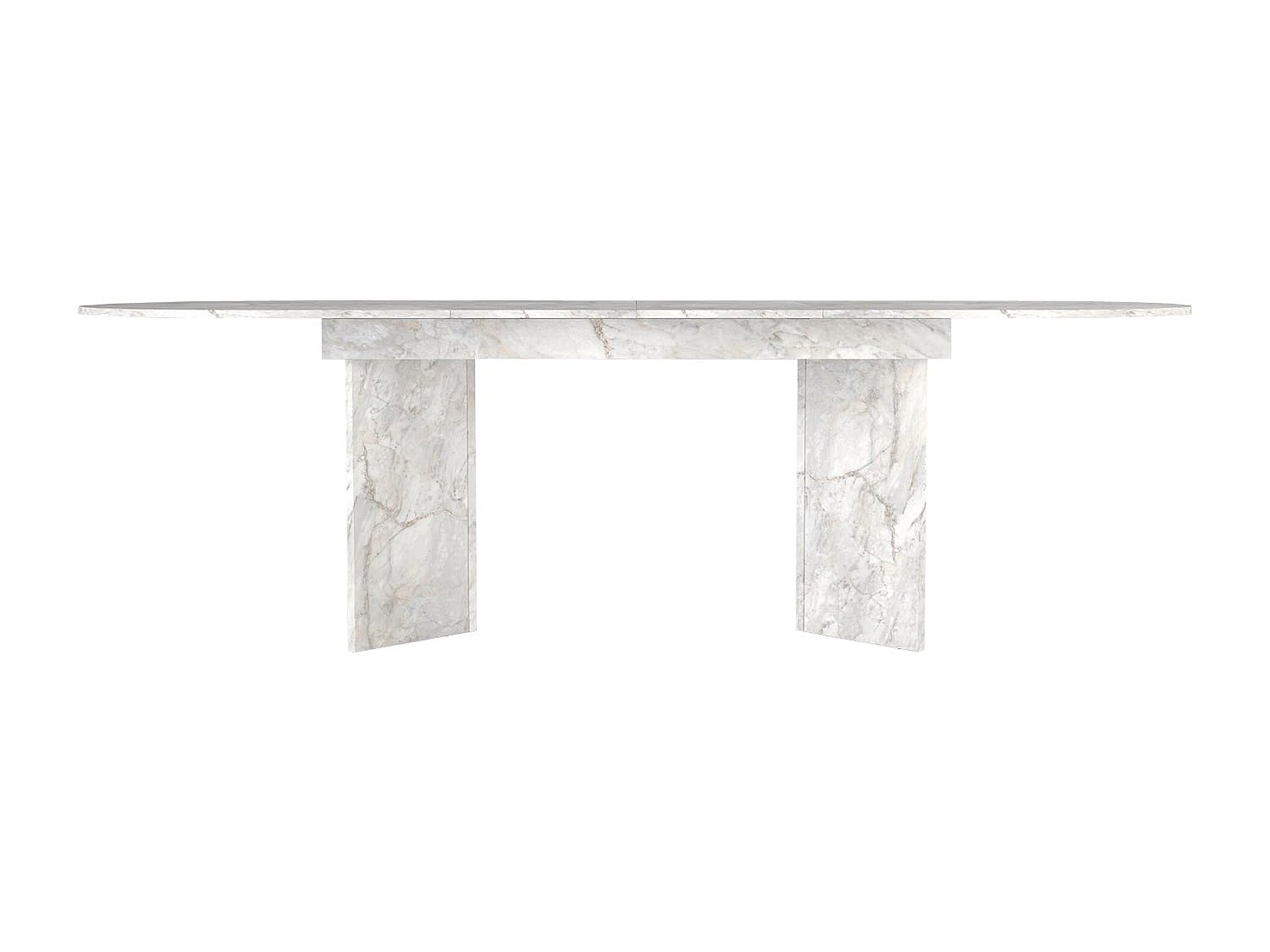 Vente-unique - Table à Manger Extensible 6 à 10 Personnes - Effet marbre Blanc - TOPANIA