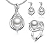 ROUSHUN Hot Sale Fashion 925 Sterling Silver Jewelry Set Crystal & simulated pearls ring earrings necklace jewelry sets for women