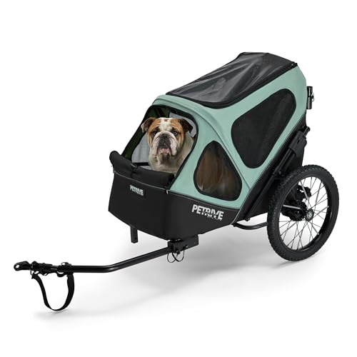 PETRIVE 2-in-1 Fahrradanhänger für Hunde bis 30 kg, Faltbarer Hundetransporter, atmungsaktive Hundebox mit wasserabweisendem Stoff, Regenschutz, für Fahrrad & E-Bike