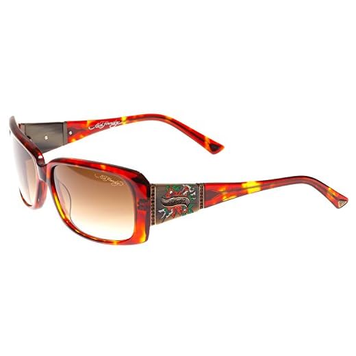 Ed Hardy Heart & Dagger Sunglasses Tortoise Brown Gradient 58 15 135