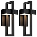 LamQee 2 Packs Modern Outdoor Wall Lights for Porch, 3000K LED Integrated Outdoor Wall Sconces Contemporary Exterior Lighting Fixtures Outside Wall Mount Lights House Front Door Garage Matte Black
