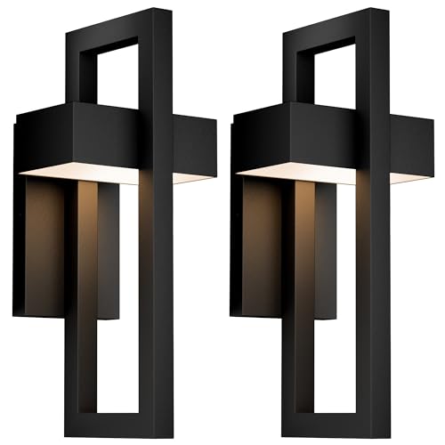 LamQee 2 Packs Modern Outdoor Wall Lights 3000K Integrated LED