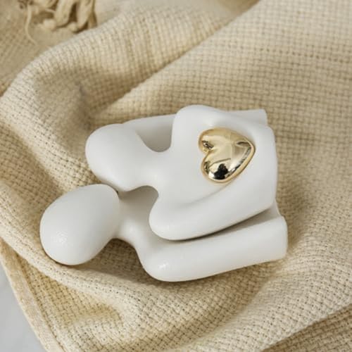 Arivend Mini Couple Statue Abstract Sculpture Home Decor Knick Knacks Couples Love Office Show Pieces White A - Image 3