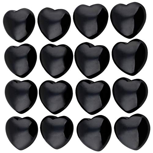 Nupuyai 5pcs Obsidian Crystal Heart Love Palm Worry Stone for Chakra Reiki Healing Carved Stone for Home Decoration 2.5cm - Image 3