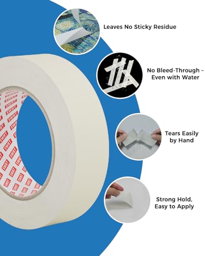 Image of SWRT Masking Tape 2 Inch x 55 Yards, Masking Tape Bulk 10 Rolls (550 Yards Total), White Masking Tape for Painting, Fuse & Perler Beads Art Craft, Clean Removal