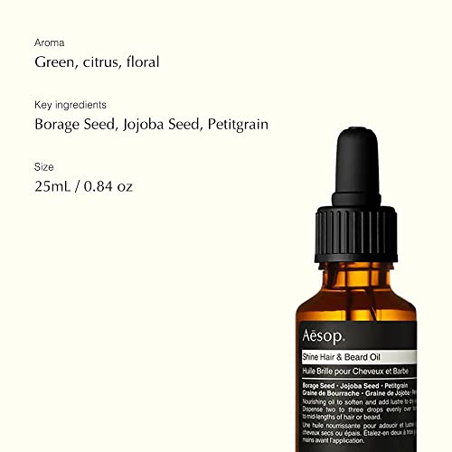 Aesop Shine Hair & Beard Oil | 25Ml / 0.84 Oz | Paraben-Free, Cruelty-Free & Vegan #TOP2