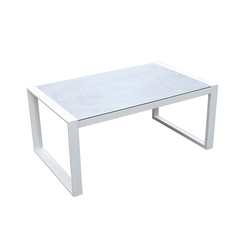 Salottino Lounge in alluminio MIKONOS PLUS bianco/grigio | Lounge da giardino con divano, tavolo, 2 poltrone e cuscini | Set di mobili da giardino in metallo da 5 persone