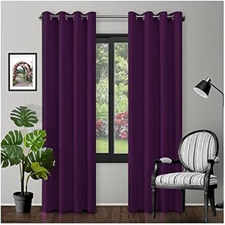 GC GAVENO CAVAILIA 2 Panels Blackout Curtains 66x72 Inches, Ring Top Eyelet Blackout Curtains for Bedroom, Darkening Bedroom Curtains,Aubergine