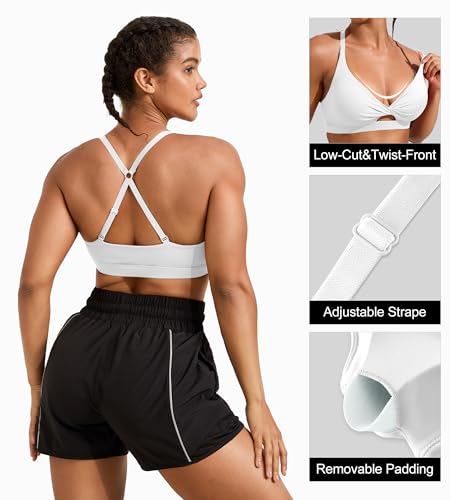 Image of Padded Sports Bras for Women - Strappy Sports Bra Workout Tops for Women Twist Front Gym Tops