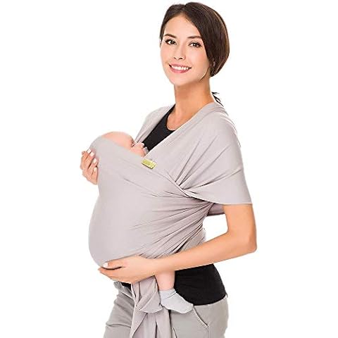 CUBY Baby Wrap Carrier Stretchy Newborn Nursing Sling Hands Free Cotton Wrap Sling for Infants New Birth Up to 35lbs(Gray) Cover