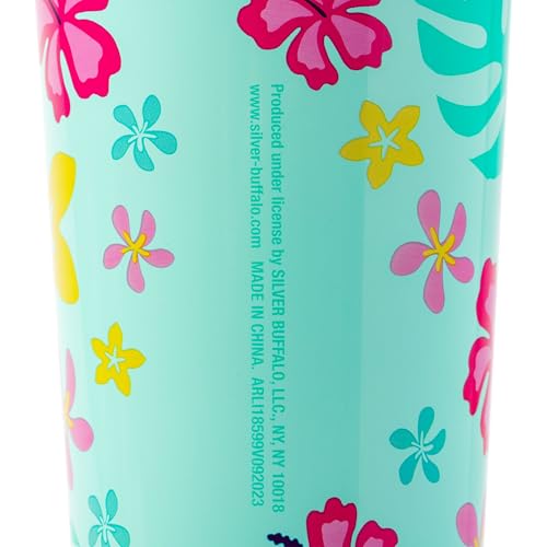 Image of Silver Buffalo Disney Lilo and Stitch Aloha Double Walled Tumbler with Straw, 22 Ounces