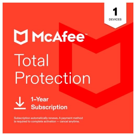 McAfee Total Protection 2027 Antivirus Software for 1 Device | Auto-Renews