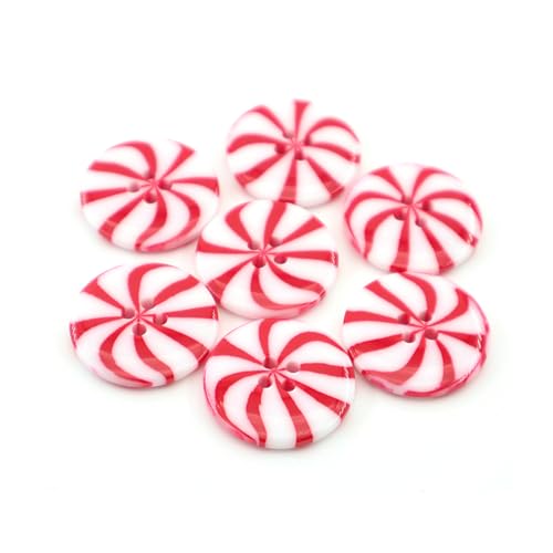 50 PCS Christmas Candy Decoration Buttons Red and White Resin Home DIY Clothing Sewing Craft Supplies YIGUANXIN