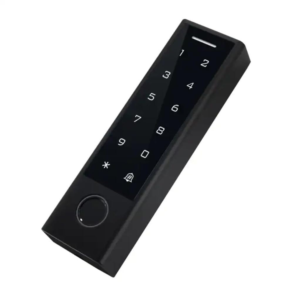 de Entrada de Puerta con Teclado Delgado de Plástico Negro Tuya WiFi TTLock, Controlador de Acceso con Huella Dactilar, Lector de Tarjetas de 125 KHz