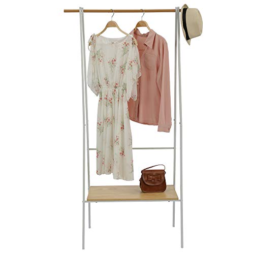 Function Home Hanging Wardrobe,Metal Garment Rack with Wood Shelf,Closet Oraganizer Rack or Bedroom