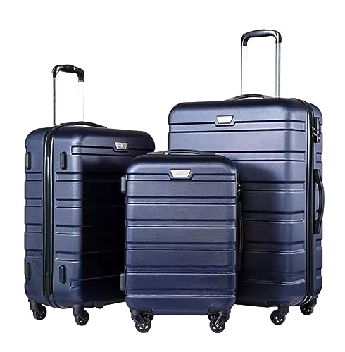 Checked Luggage Carry On Luggage 3-Piece ABS Luggage Set with Locks, Includes 20