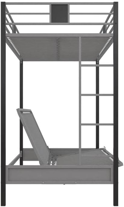 DHP Silver Screen Metal Bunk Bed with Ladder, Black, Twin