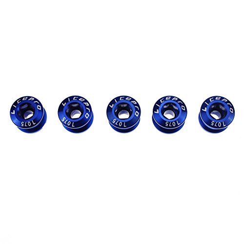 Cysky Single Chainring Bolts 5 Pack M8 Single Short Chain Ring Bolts Fit For Road Bike, Mountain Bike, Bmx, Mtb, Fixie (Aluminum Alloy, Cnc, Blue) #TOP5