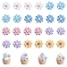24 Stück Harz Blumen, Blütenform Cupcake Dekoration, Blumen Cupcake Topper, Bunte Blumen Tortendeko, Blumen Kuchen Deko, Dekorationen Zubehör, für Kindergeburtstag, Themen Party, Hochzeit