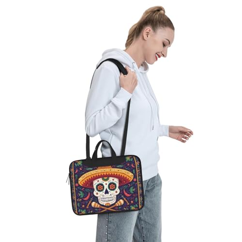 Bolso para portátil diseño calavera floral 14 pulg impermeable miniatura 3