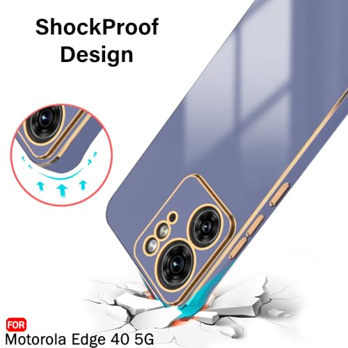 Image of TheGiftKart Luxurious Golden-Plated Back Cover Case for Motorola Moto Edge 40 5G | Raised Lips for Camera & Screen Protection | Shockproof Design | Stylish Back Cover for Moto Edge 40 (TPU, Grey Blue)